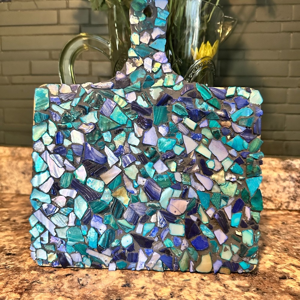 Mosaic Glass Cutting Board - Blue and Green